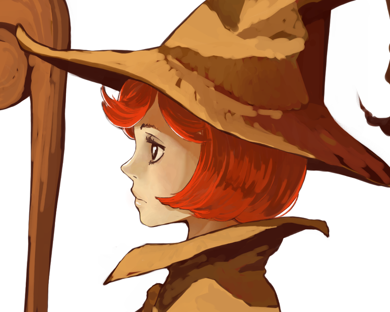 alternate_color alternate_hair_color artist_request berserk close-up hat profile red_hair schierke short_hair solo staff witch_hat