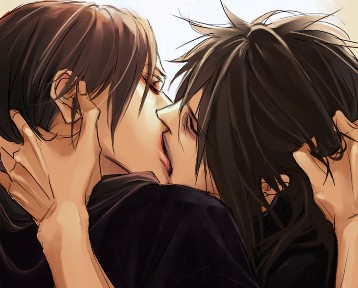 kiss lily_(artist) lowres male_focus multiple_boys naruto naruto_(series) uchiha_itachi uchiha_madara yaoi