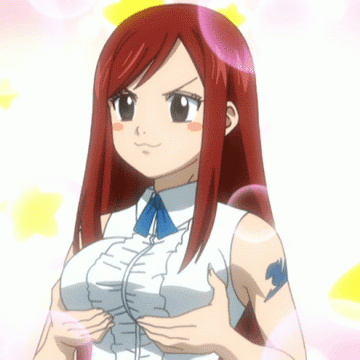 animated animated_gif breasts erza_scarlet fairy_tail large_breasts long_hair lowres red_eyes red_hair solo