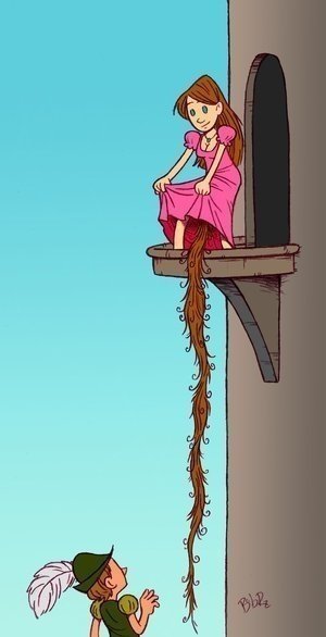 1girl long_hair prince pubic_hair rapunzel tower