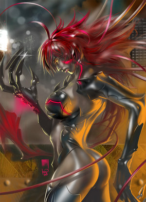 amaha_masane ass breasts claws large_breasts lowres red_hair solo witchblade