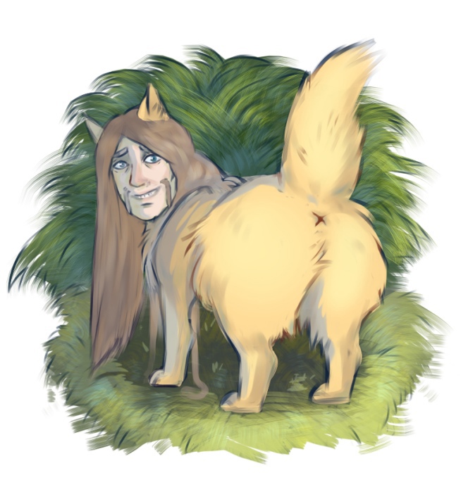 blue_eyes butt dietolog felid feline feral fluffy fluffy_tail fur humanoid longhair male mammal metalocalypse orange_body orange_fur solo tail toki