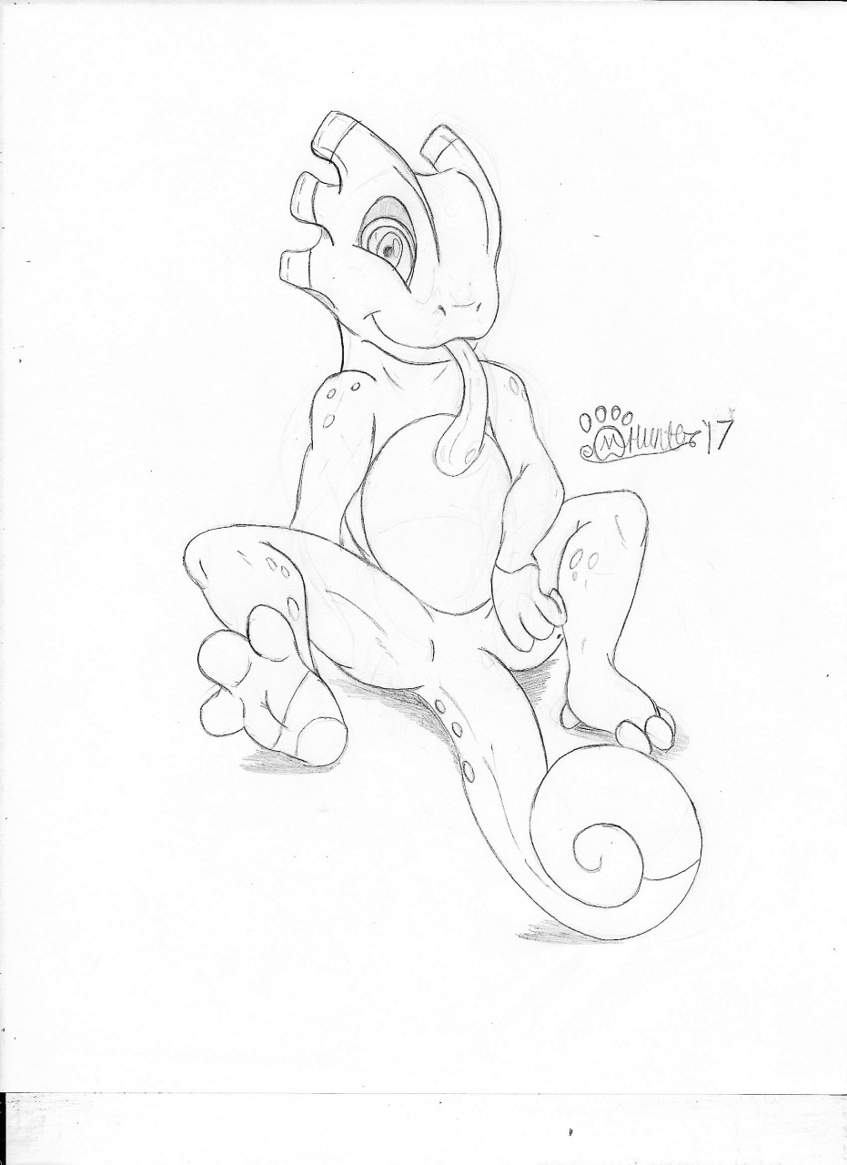 2017 anthro chameleon curled_tail hi_res lizard long_tongue looking_at_viewer male marcushunter nude playtonic_games reptile scales scalie signature sitting solo spread_legs spreading tail tail_between_legs tongue tongue_out wide_eyed yooka yooka-laylee
