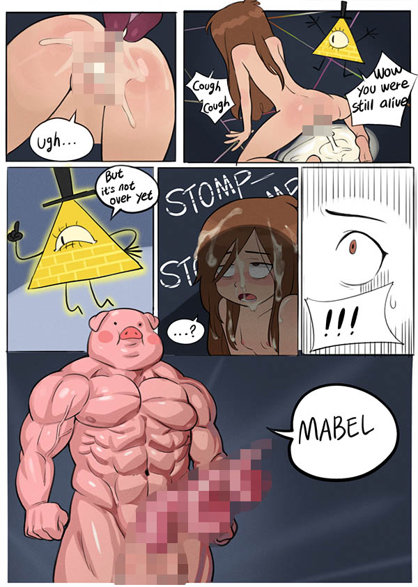 after_sex animal_humanoid barefoot bill_cipher blush brown_hair butt censored comic disney erection eye_of_providence feet female gravity_falls hair human humanoid mabel_pines male male/female mammal mammal_humanoid mangamaster nude open_mouth pig_humanoid suid suid_humanoid suina suina_humanoid waddles_(gravity_falls)