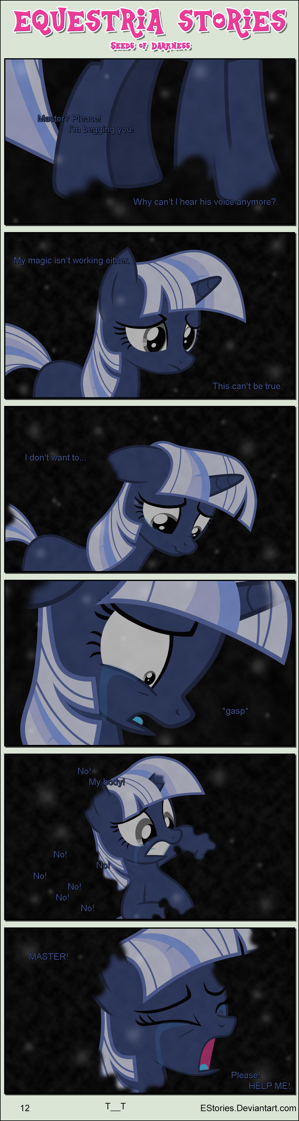 absurd_res bangs bodily_fluids crying darkness dialogue disappearing dreamscape ears_down ears_up equid equine estories eyes_closed female feral friendship_is_magic hasbro hi_res horn mammal my_little_pony no_cutiemark open_mouth pivoted_ears sad scared screaming silverlay_(estories) solo tears unconscious unconscious_female unicorn