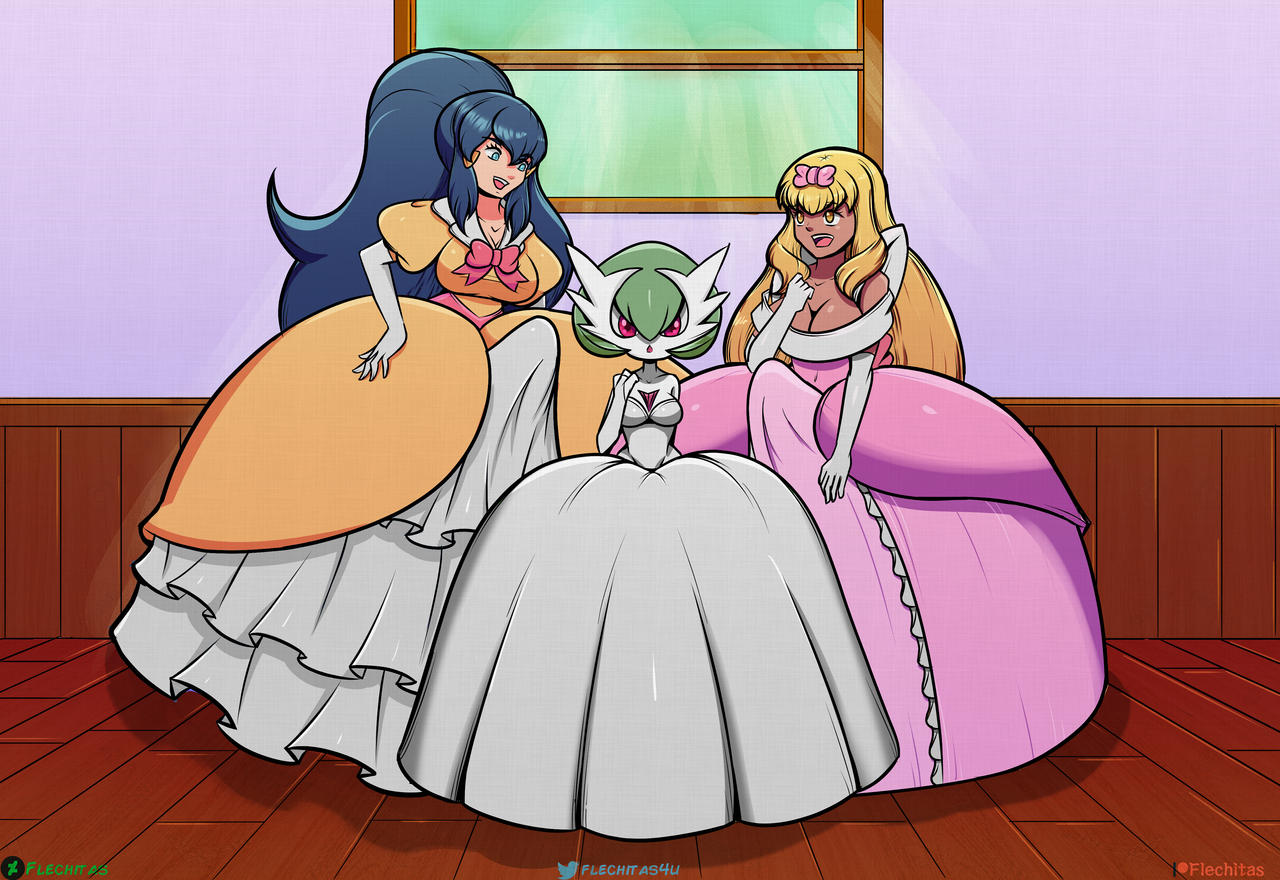 2022 3_fingers 5_fingers accessory ash_ketchum ashley_ketchum ball_gown big_breasts blonde_hair blue_eyes blue_hair bow_ribbon breasts brown_eyes cleavage clothed clothing dawn_(pokemon) deviantart_logo digital_media_(artwork) dress erection erection_under_clothing erection_under_dress erection_under_skirt eyelashes female fingers gardevoir generation_3_pokemon genitals glistening glistening_clothing glistening_dress glistening_hair gloves green_hair group gynomorph hair hair_accessory hair_bow hair_ribbon handwear human humanoid inside intersex intersex/female intersex/intersex light long_hair looking_at_viewer mammal mega_evolution mega_gardevoir nintendo not_furry orange_clothing orange_dress patreon patreon_logo penis pink_clothing pink_dress pokemon pokemon_(species) red_eyes ribbons sunlight talking_to_another talking_to_partner text trio twitter twitter_logo unknown_artist white_clothing white_dress white_gloves white_handwear window wood_floor