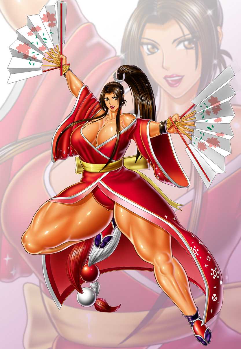 circlemax curvy fan highres muscle shiranui_mai solo wide_hips zoom_layer