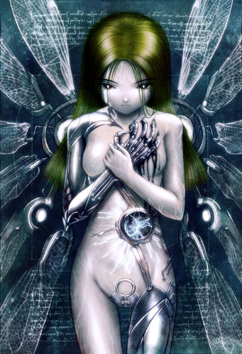 bionic cyborg green_hair lowres robot s_zenith_lee wings
