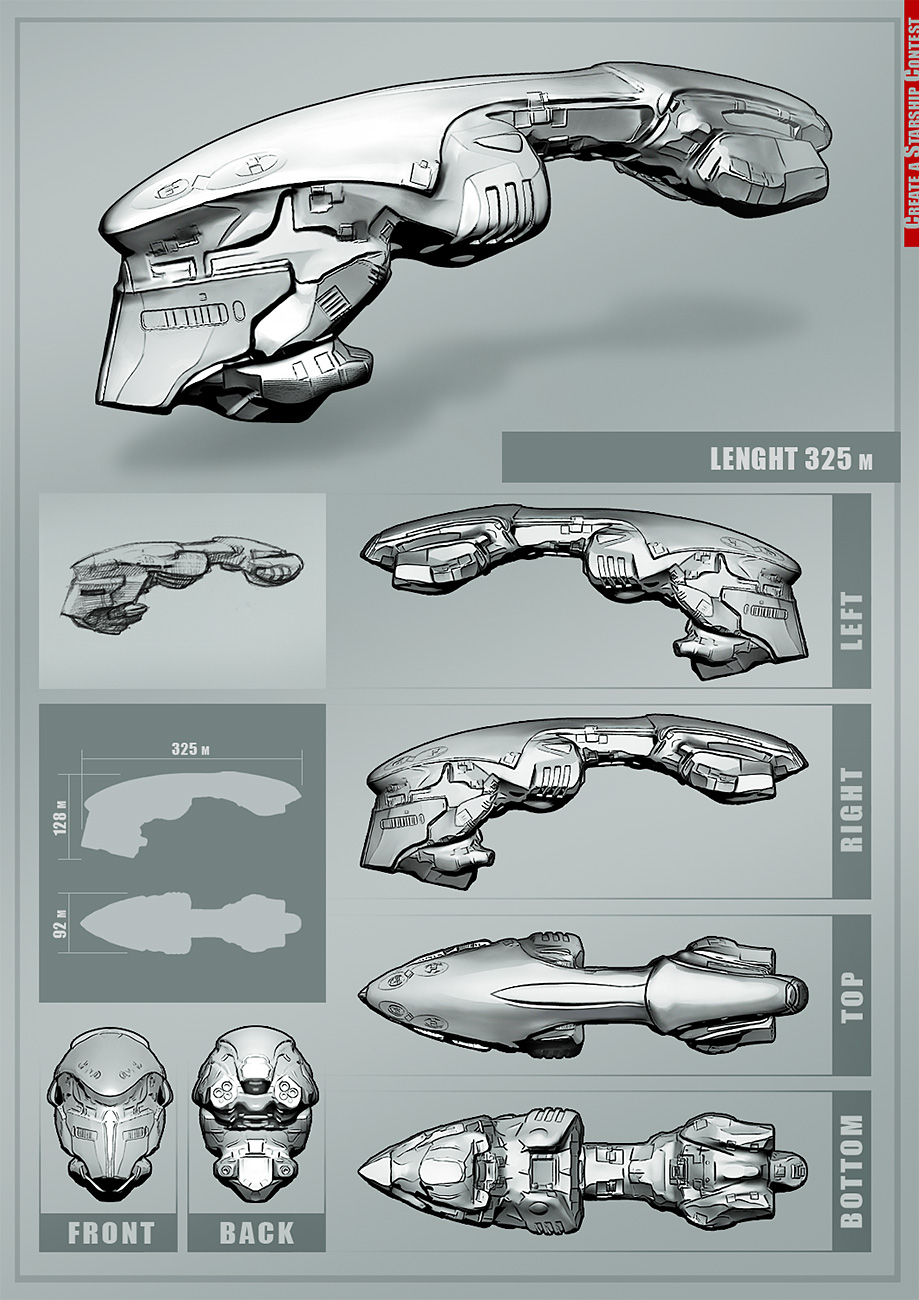 allius commentary concept_art cruiser_(eve_online) eve_online from_above from_behind from_below from_side greyscale highres military military_vehicle monochrome multiple_views no_humans original science_fiction shadow spacecraft thrusters vehicle_focus