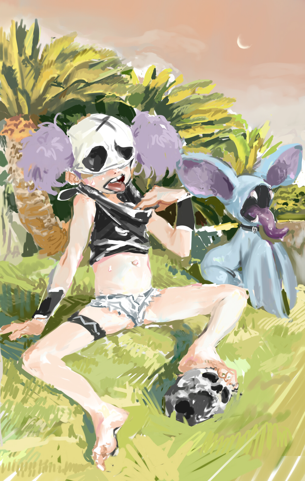 ambiguous_gender barefoot bodily_fluids bone clothed clothing duo feet female feral generation_1_pokemon hi_res humanoid_feet nintendo perokisu plantigrade pokemon pokemon_(species) skull sweat team_skull zubat