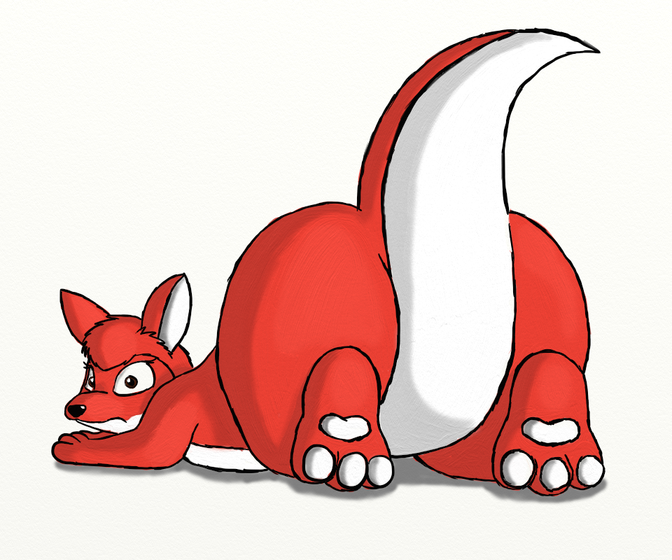 2013 belly big_butt butt digital_drawing_(artwork) digital_media_(artwork) ears_up female feral kangaroo looking_at_viewer looking_back lying macropod mammal marsupial on_front raised_tail red_body rooby_(wafflefox) solo tail thick_thighs wafflefox white_belly