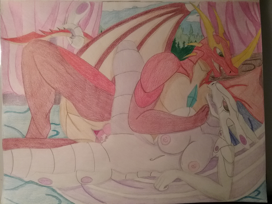 art bakugan bakugan_battle_brawlers bed drago drago_(bakugan) dragon dragoness dragons furr furry furry_female mating non-web_source sex sketch traditional_media wavern wavern_(bakugan) werna yiff