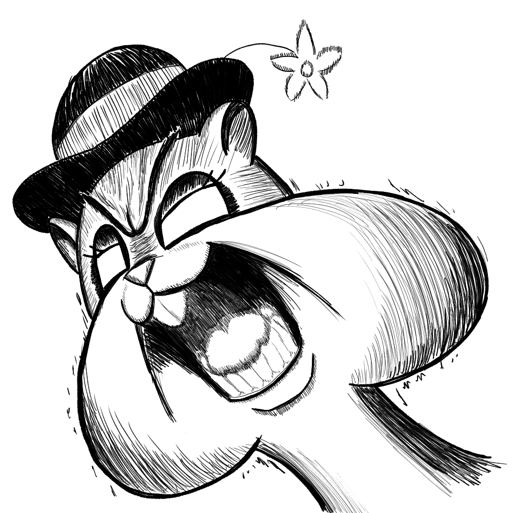 2023 angry animaniacs anonymous_artist anthro black_and_white buckteeth clothing female flower hat headgear headwear mammal monochrome no_pupils open_mouth plant rodent sciurid screaming simple_background slappy_squirrel solo teeth tongue tree_squirrel warner_brothers white_background yelling