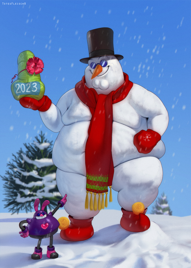 1boy 2023 animal_ears arm_up artist_name black_headwear blue-tinted_eyewear blue_eyes blue_sky blurry blurry_background boots bow carrot closed_mouth commentary_request crossover dated day dildo egg_pawn english_commentary facing_viewer family_guy fat fat_man frosty_the_snowman frosty_the_snowman_(character) fusion gift glasses gloves hand_on_own_hip hand_up happy hat heart holding holding_gift male_focus mittens naked_scarf navel nude outdoors outstretched_arm peter_griffin pince-nez pointing pointing_at_another pointy_footwear pom_pom_(clothes) puffy_chest rabbit_ears red_bow red_footwear red_gloves red_scarf robot round_eyewear scarf sex_toy sky smile snow snowing solo_focus sonic_(series) standing sunglasses teeth tinted_eyewear top_hat totesfleisch8 tree watermark what