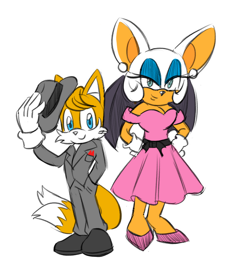 age_difference alternate_costume anthro bat canid canine clothing duo ear_piercing ear_ring female formal_wear fox glassfish male male/female mammal miles_prower older_female piercing ring_piercing rouge_the_bat sega sonic_the_hedgehog_(series) suit younger_male