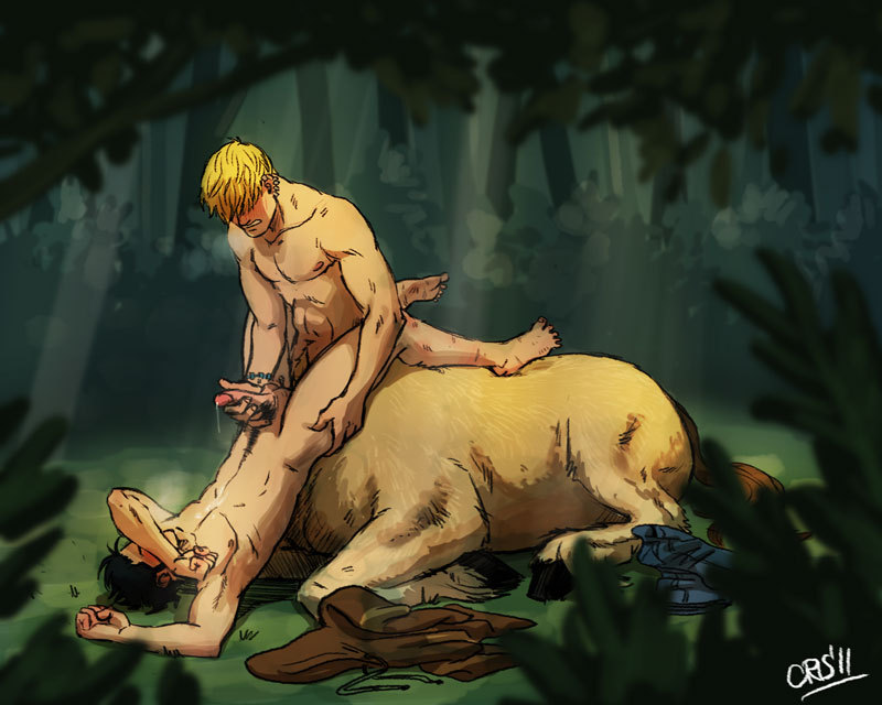 2boys arm_over_head ass_grab bad_id bad_tumblr_id bara black_hair blonde_hair blush breath centaur clenched_teeth clothes_removed completely_nude couple covering_face cris_art cum cum_on_body cum_on_boy cum_on_pectorals forest from_side grabbing_another's_ass groping hair_over_eyes handjob hulkling interspecies long_sideburns male_focus male_pubic_hair marvel missionary monsterification multiple_boys nature navel_hair nipples nude pectorals pubic_hair short_hair sideburns sitting taur teeth thick_eyebrows toned toned_male torogao wiccan yaoi