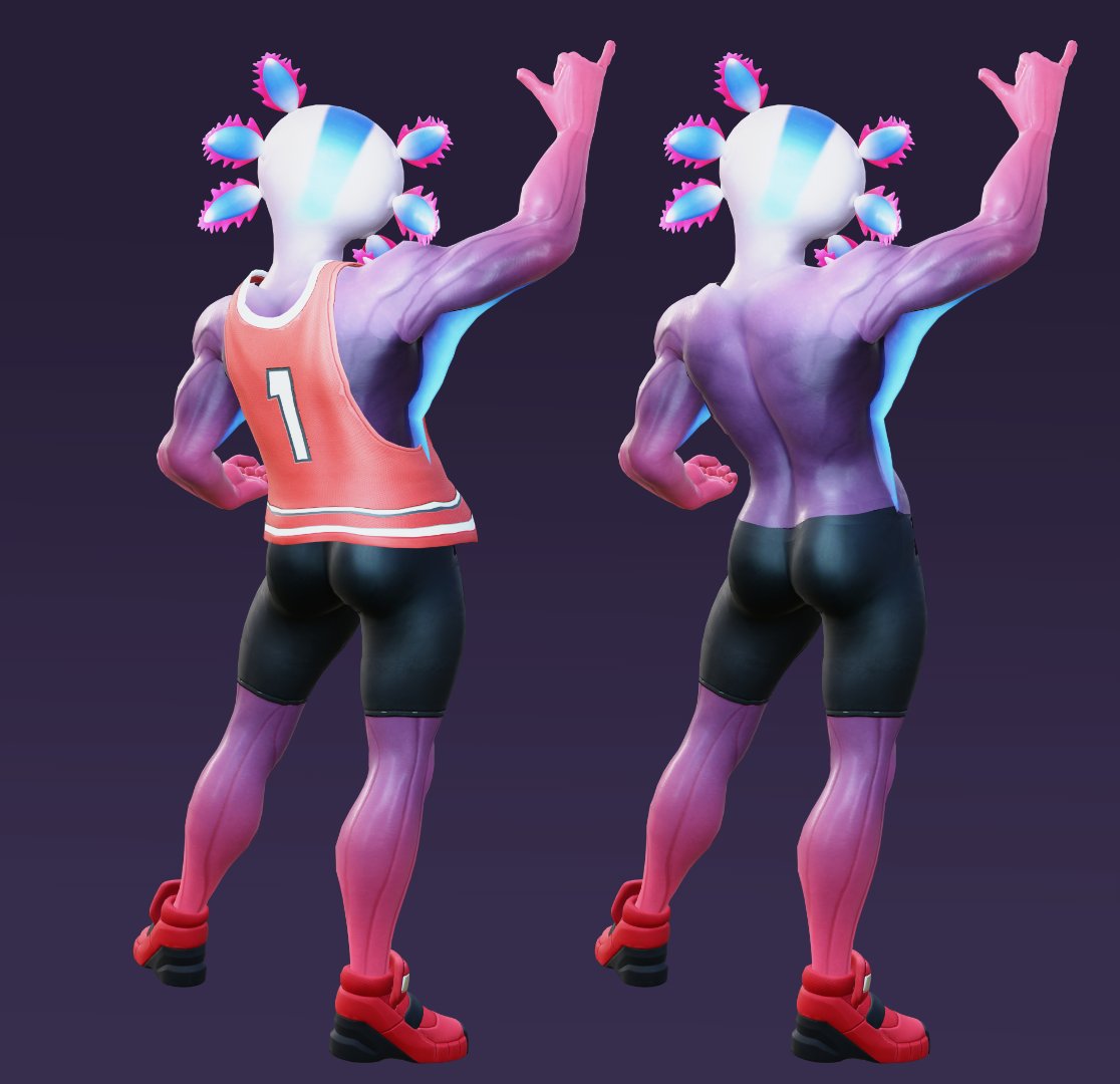 3d_(artwork) amphibian anthro axolotl bottomwear clothed clothing digital_media_(artwork) epic_games footwear fortnite fully_clothed looking_away male marine mole_salamander muscular muscular_male pink_body pink_skin salamander_(amphibian) shirt shirtless_anthro shirtless_male shoes shorts solo stupidgrimoire tank_top topwear