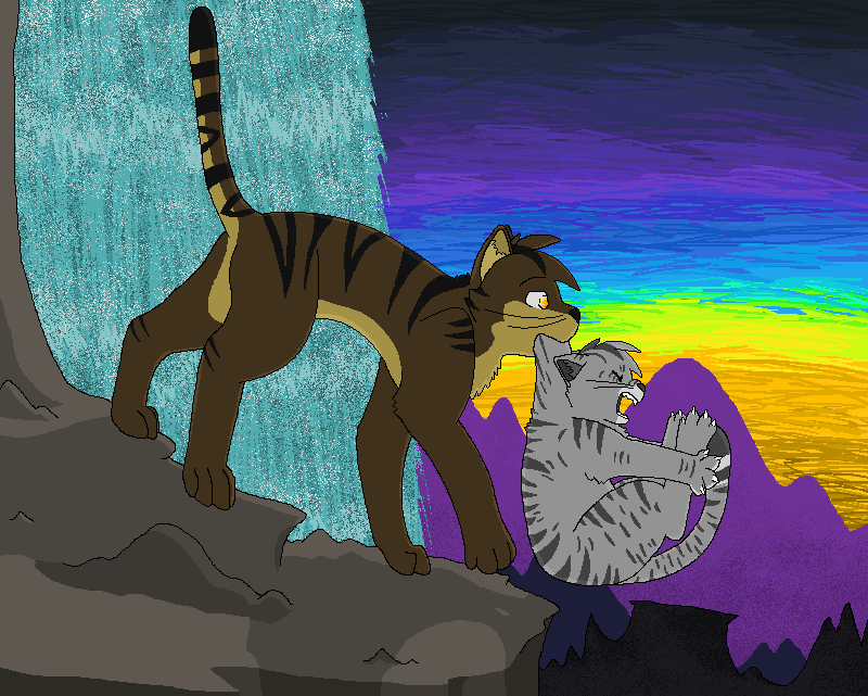 2010 adopted_(lore) adopted_son_(lore) adoptive_father_(lore) aliasing ambiguous_gender angry black_whiskers bluekyokitty bramblestar_(warriors) brown_body brown_fur carrying_another cel_shading colorful detailed_background digital_drawing_(artwork) digital_media_(artwork) domestic_cat duo ears_back eyes_closed felid feline felis feral fur grey_body grey_fur head_tuft in_mouth jayfeather_(warriors) mammal mountain open_mouth outside pivoted_ears raised_tail rock scruff_bite sebdoggo shaded striped_body striped_fur stripes sunset tabby_cat tail tan_body tan_fur teeth tuft walking warriors_(cats) waterfall whiskers yellow_eyes young