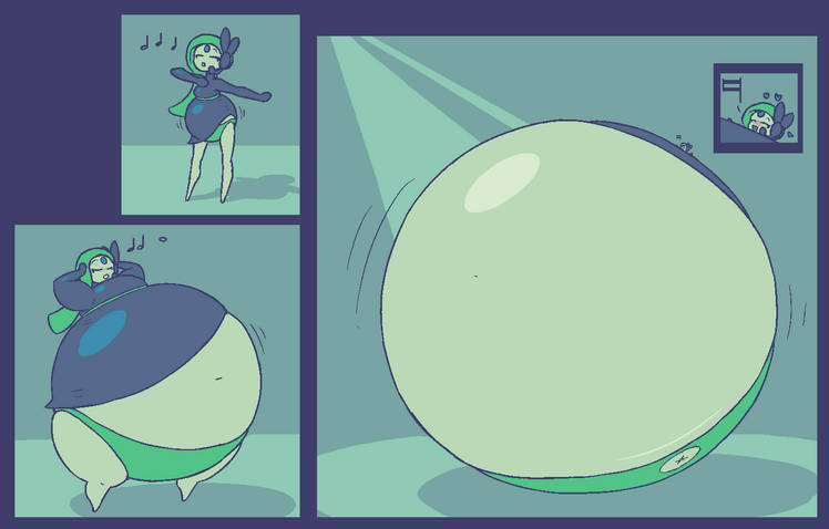 alien belly bo-the-sno clothing exposed_belly female generation_5_pokemon green_clothing green_underwear humanoid hyper inflation legendary_pokemon mammal meloetta nintendo pokemon pokemon_(species) solo swelling underwear