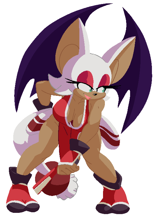 2023 anthro bat breasts cleavage clothed clothing cosplay crossover crossover_cosplay eyeshadow fatal_fury female footwear fur lipstick mai_shiranui makeup mammal nexter45 rouge_the_bat sega solo sonic_the_hedgehog_(series) tan_body tan_skin white_body white_fur