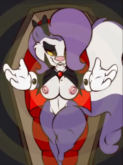 2023 4_fingers aged_up alternate_species animated anthro big_breasts bite_mark bite_mark_breast black_bow_tie black_clothing bottomless bottomless_anthro bottomless_female breasts clothed clothing coffin fangs female fifi_la_fume fingers fur gloves hair handwear hypnosis ineffective_clothing lavenderrose looking_at_viewer mammal mature_anthro mature_female mephitid mind_control multicolored_body multicolored_fur nipples pink_nipples purple_body purple_fur purple_hair red_eyes skunk solo spiral teeth thick_thighs tiny_toon_adventures two_tone_body two_tone_fur vampire warner_brothers white_body white_clothing white_fur white_gloves white_handwear yellow_sclera