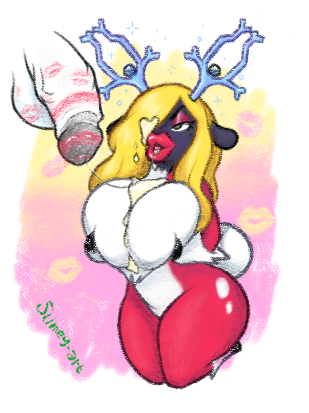 after_fellatio after_oral after_sex anthro antlers beauty_mark big_breasts big_butt bimbo_lip blonde_hair bodily_fluids breasts butt chest_tuft cum cum_on_breasts cum_on_face cum_string disembodied_penis female fluffy fluffy_tail fur fusion generation_1_pokemon generation_2_pokemon genital_fluids genitals hair horn hybrid jynx lips low_res makeup male markings mole_(marking) nintendo one_eye_obstructed penis pokemon pokemon_(species) pokemon_fusion red_body red_fur slimey_art solo stantler tail thick_lips tuft wide_hips