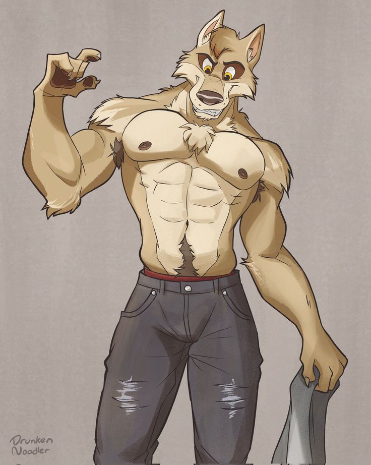 abs anthro bottomwear canid canine canis chest_fur clothing drunkennoodler male mammal muscular pants solo underwear wolf