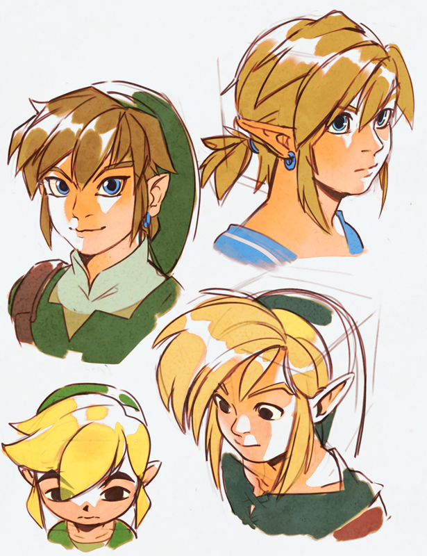 blonde_hair blue_eyes brown_hair clothed clothing eyebrows green_clothing hair humanoid humanoid_pointy_ears hylian link male nintendo not_furry solo the_legend_of_zelda toon_link uzucake wind_waker