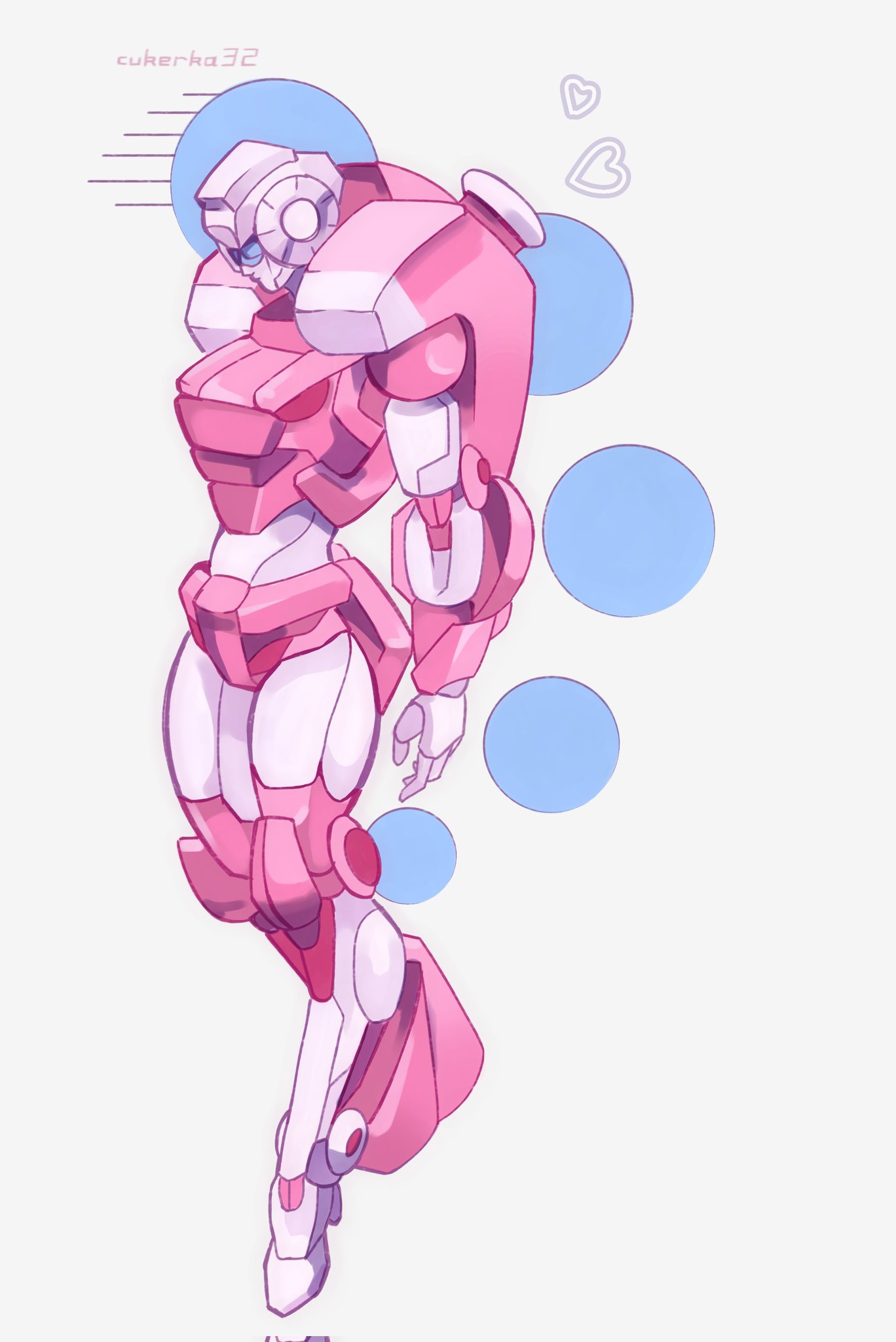 1girl arcee autobot breasts colored_skin cukerka32 high_heels highres mechanical_parts medium_breasts panties pink_panties robot simple_background solo thighs transformers transformers:_generation_1 underwear white_skin