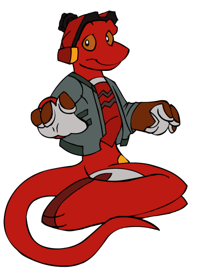 4_fingers bottomless brown_eyes clothed clothing fingers jacket lizard machine red_body red_skin reptile robot scalie tabbiewolf topwear