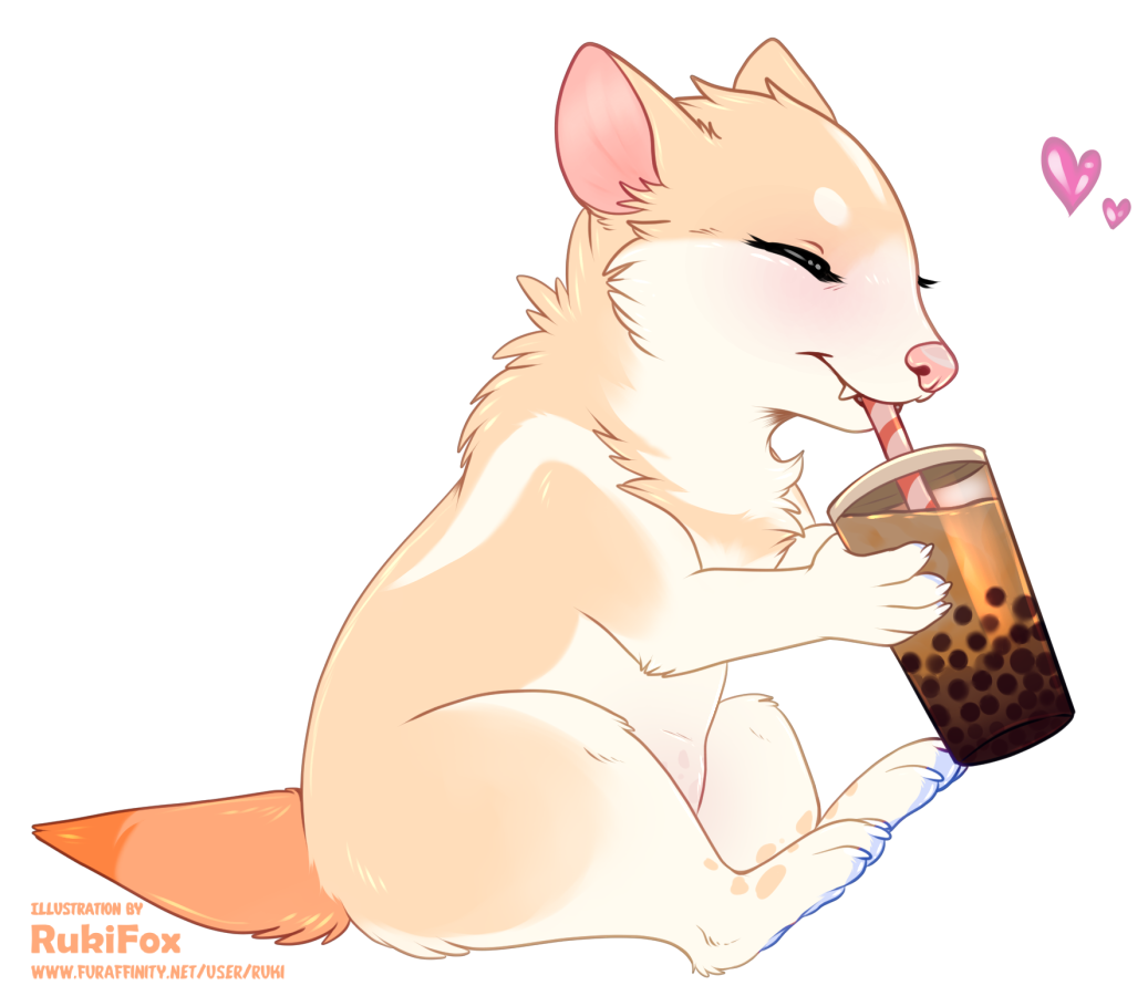 alpha_channel ambiguous_gender beverage bubble_tea container cup drinking drinking_straw feral mammal rodent rukifox simple_background sitting solo transparent_background