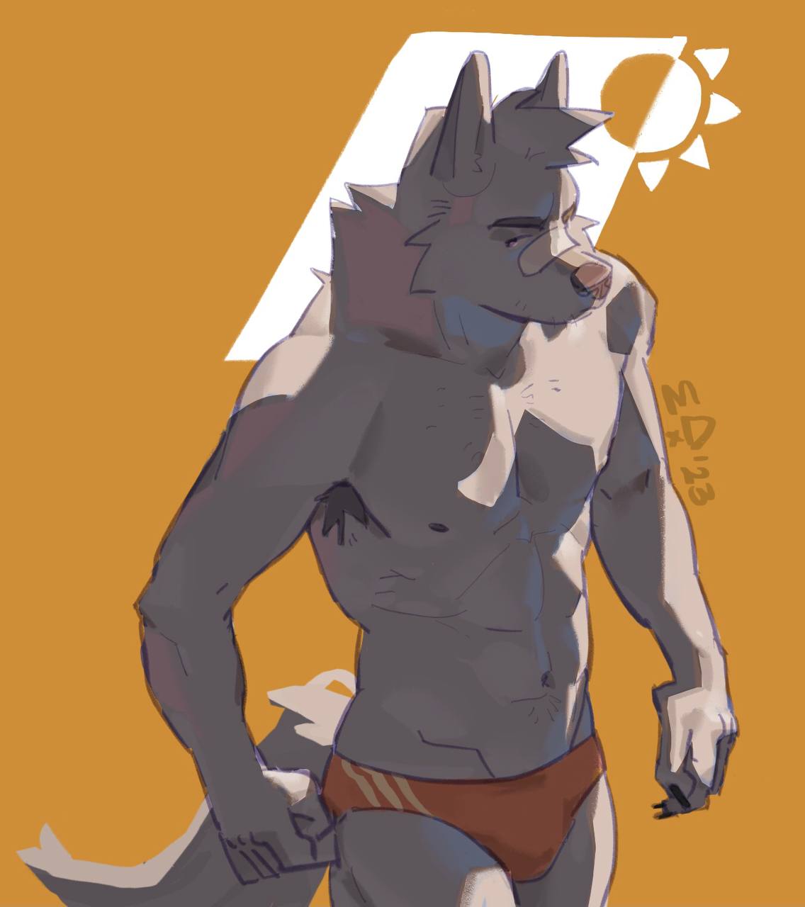 canid canine canis clothing hi_res mammal pool practice speedo swimwear warm wolf