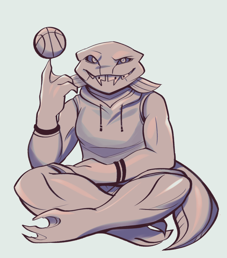 anthro black_sclera bracelet braces clothing crossed_legs dunkleosteus eyebrows female fin fish hoodie jewelry kleo_devonshire_(million_years_academy) marine membrane_(anatomy) raised_eyebrow sharp_teeth smile smirk solo teeth tooth_gap topwear webbed_feet webbed_hands wildcardshuffle