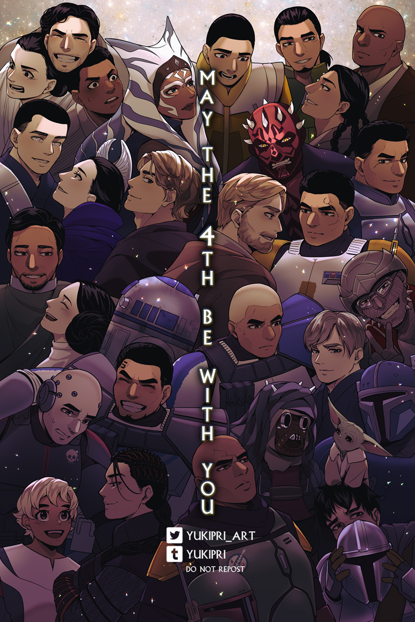 6+boys 6+girls ahsoka_tano alien anakin_skywalker bail_organa bald black_hair blonde_hair boba_fett captain_rex character_request chirrut_imwe cody_(star_wars) dark-skinned_male dark_skin darth_maul droid echo_(star_wars) everyone ezra_bridger father_and_daughter father_and_son finn_(star_wars) grogu helmet highres hondo_ohnaka jango_fett jedi_knight kanan_jarrus luke_skywalker mace_windu mandalorian mandalorian_helmet may_the_4th multiple_boys multiple_girls obi-wan_kenobi omega_(star_wars) open_mouth padme_amidala poe_dameron princess_leia_organa_solo r2-d2 rey_(star_wars) rogue_one:_a_star_wars_story sith star_wars star_wars:_attack_of_the_clones star_wars:_rebels star_wars:_revenge_of_the_sith star_wars:_the_bad_batch star_wars:_the_clone_wars teeth the_mandalorian togruta tusken_raider yukipri_art