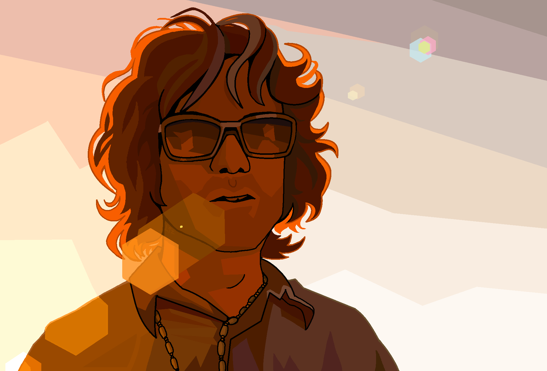 1boy bead_necklace beads caboosemcgrief collared_shirt derivative_work highres james_may jewelry lens_flare necklace screencap_redraw shirt sunglasses top_gear