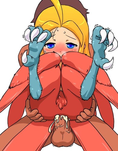 1boy 1girl ahoge akai_(ugokashitari) bird_legs bird_tail blonde_hair blue_eyes blush breasts cloaca cum cum_in_cloaca feathered_wings feathers harpy harpy_(akai) hetero huge_ahoge long_hair lowres monster_girl original penis red_feathers red_wings reverse_suspended_congress sex simple_background tail talons testicles white_background winged_arms wings