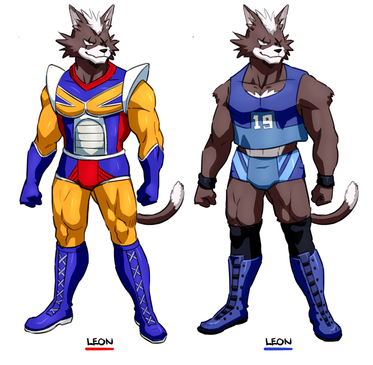 1_eye 2019 anthro boots brown_body brown_fur clothing detailed_clothing f-zero felid feline footwear fur joeadok leon_(f-zero) male mammal missing_eye model_sheet muscular muscular_male nintendo scar simple_background solo white_background wristband