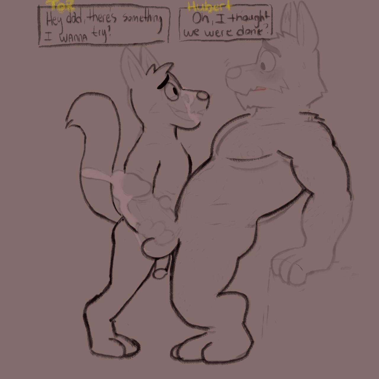 2021 age_difference anthro anthro_on_anthro balls biped blush bodily_fluids bowserboy101 brown_background butt canid canine cum cum_on_face dialogue duo english_text erection eye_contact eyebrows father father_and_child father_and_son fur genital_fluids genitals handjob hi_res hubert_ellis humanoid_genitalia humanoid_penis incest_(lore) jumpstart_games looking_at_another lupe_(neopets) male male/male mammal neopet_(species) neopets nude parent parent_and_child penile penis sex simple_background sketch son standing tail talking_to_another talking_to_partner text tormund unfinished
