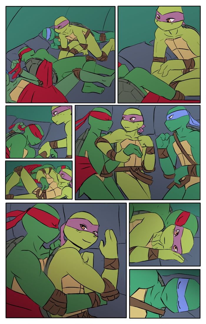 bandanna brother_(lore) brothers_(lore) camping_tent comic donatello_(tmnt) eyes_closed group kerchief leonardo_(tmnt) male michelangelo_(tmnt) momorawrr nervous nervous_sweat raphael_(tmnt) reptile scalie sibling_(lore) sleeping teenage_mutant_ninja_turtles turtle