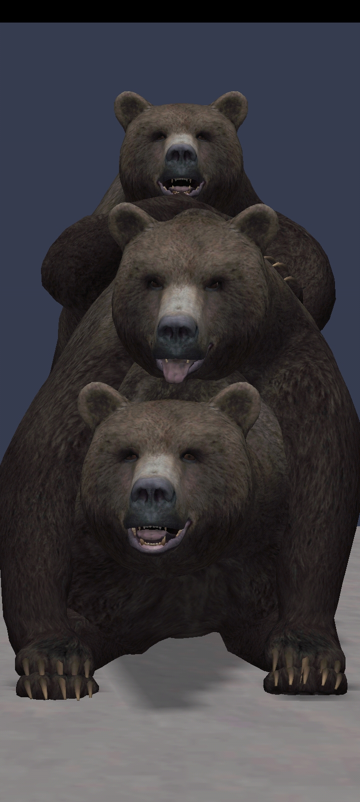 bear blank_sky claws feral group group_sex hand_on_back hi_res looking_pleasured male male/male mammal mid3dposts mid_made mid_post pinned sex simple_background tongue tongue_out train_position trio ursine