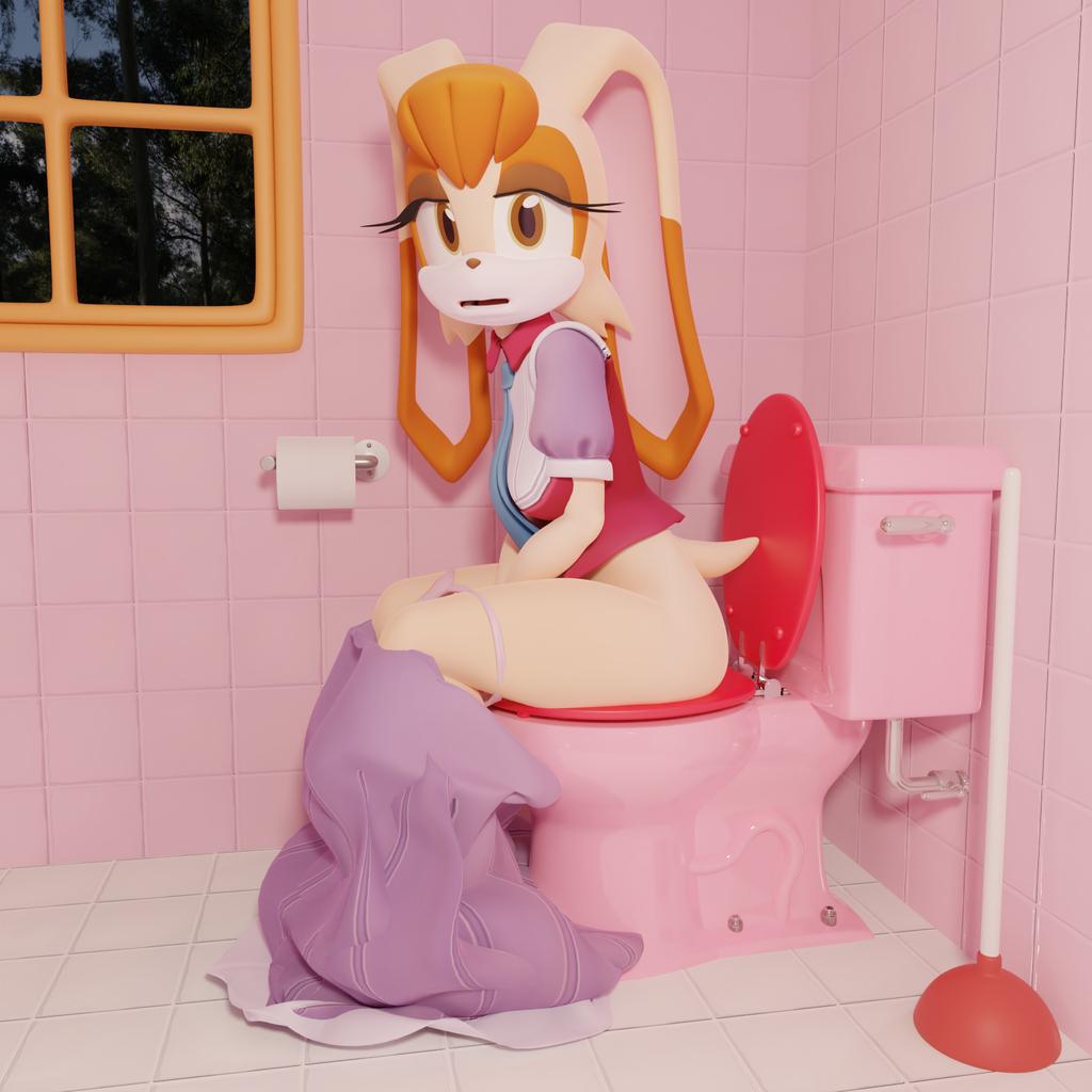 anthro bathroom bathroom-art bottomwear breasts clothed clothing feces female fur hair lagomorph leporid looking_at_viewer mammal open_mouth panties panties_down partially_clothed plunger rabbit scat sega skirt skirt_down solo sonic_the_hedgehog_(series) toilet toilet_paper underwear underwear_down vanilla_the_rabbit