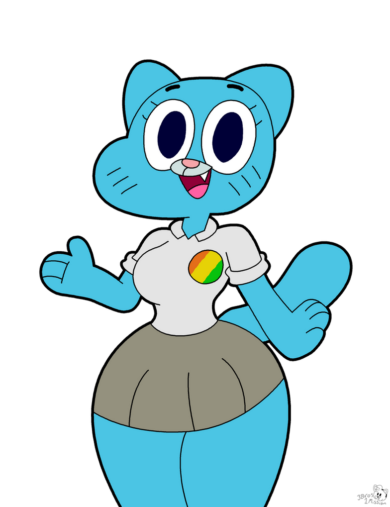 3barts anthro big_breasts blue_cat bottomwear breasts cartoon_network clothing felid feline female lapel_pin mammal nicole_watterson open_mouth paws safe_for_work skirt solo the_amazing_world_of_gumball thick_thighs