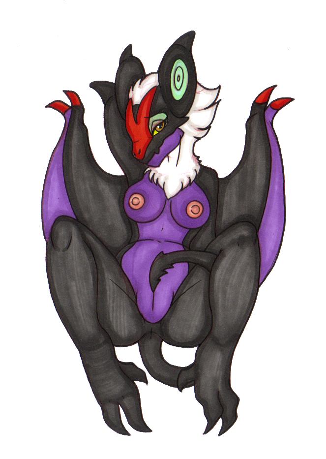 3_toes anthro anthrofied anus aroused aroused_smile bat bedroom_eyes big_breasts big_ears black_body black_scales breasts brown_eyes chest_tuft claws dragon erect_nipples fangs feet female fur generation_6_pokemon genitals hair hand_behind_head huge_breasts ivanks long_tail looking_at_viewer mammal narrowed_eyes nintendo nipples noivern nude pokemon pokemon_(species) pokemorph presenting presenting_anus presenting_pussy pupils purple_body purple_scales pussy scales scalie seductive short_hair simple_background sitting snout solo spade_tail spread_legs spreading tail teeth toes tuft white_background white_body white_fur white_hair wing_claws wings yellow_sclera