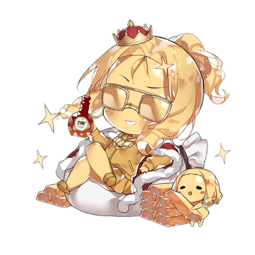 2girls :d artist_request blonde_hair blush blush_stickers cape chain chain_necklace chibi cognac crossed_legs crown curly_hair fairy_(girls'_frontline) full_body fur-trimmed_cape fur_trim girls'_frontline gold_bar gold_chain gold_dress gold_skin golden_fairy_(girls'_frontline) grin holding holding_money jacket jewelry long_sleeves looking_at_viewer lying mini_crown money money_bag multiple_girls necklace no_socks object_request official_art open_mouth parted_bangs pleated_skirt ponytail raised_eyebrow red_cape rich short_hair simple_background skirt slippers slit_pupils smile sparkle sunglasses third-party_source transparent_background white_bag yellow-framed_eyewear zipper
