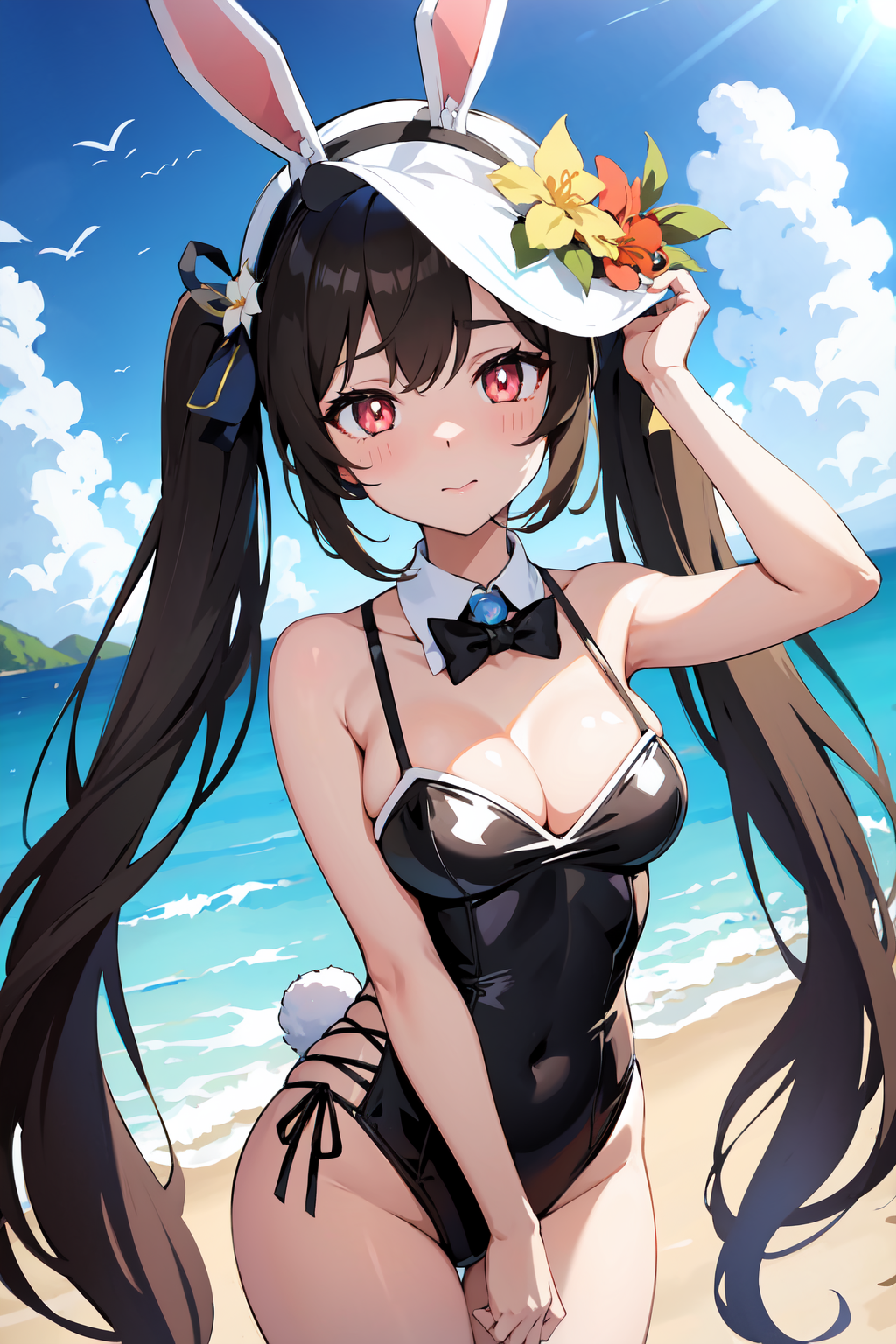 1girl ai-generated black_hair blush boo_tao_(genshin_impact) breasts brooch circlet closed_mouth cosplay covering_nipples cowboy_shot detached_sleeves fake_horns genshin_impact hair_between_eyes highres horns hu_tao_(genshin_impact) jewelry long_hair long_sleeves looking_at_viewer midriff navel nilou_(genshin_impact) nilou_(genshin_impact)_(cosplay) non-web_source orange_eyes simple_background small_breasts solo standing stomach thighlet thighs topless twintails veil very_long_hair white_background white_veil