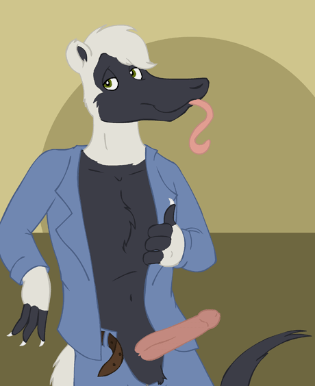 anteater bottomwear bottomwear_down clothed clothing genitals male mammal pants pants_down partially_clothed penis pilosan tabbiewolf tamandua tongue tongue_out xenarthran