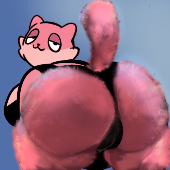 1:1 2022 :3 anthro big_butt black_clothing black_leotard black_pupils blue_background breasts butt camel_toe cheek_tuft clothing detailed digital_media_(artwork) digital_painting_(artwork) domestic_cat example_cat facial_tuft felid feline felis female fur half-closed_eyes leotard light lighting looking_at_viewer looking_back looking_back_at_viewer mammal narrowed_eyes pink_body pink_fur presenting presenting_hindquarters prick_ears pupils shaded shamelesss simple_background solo tail tight_clothing tuft