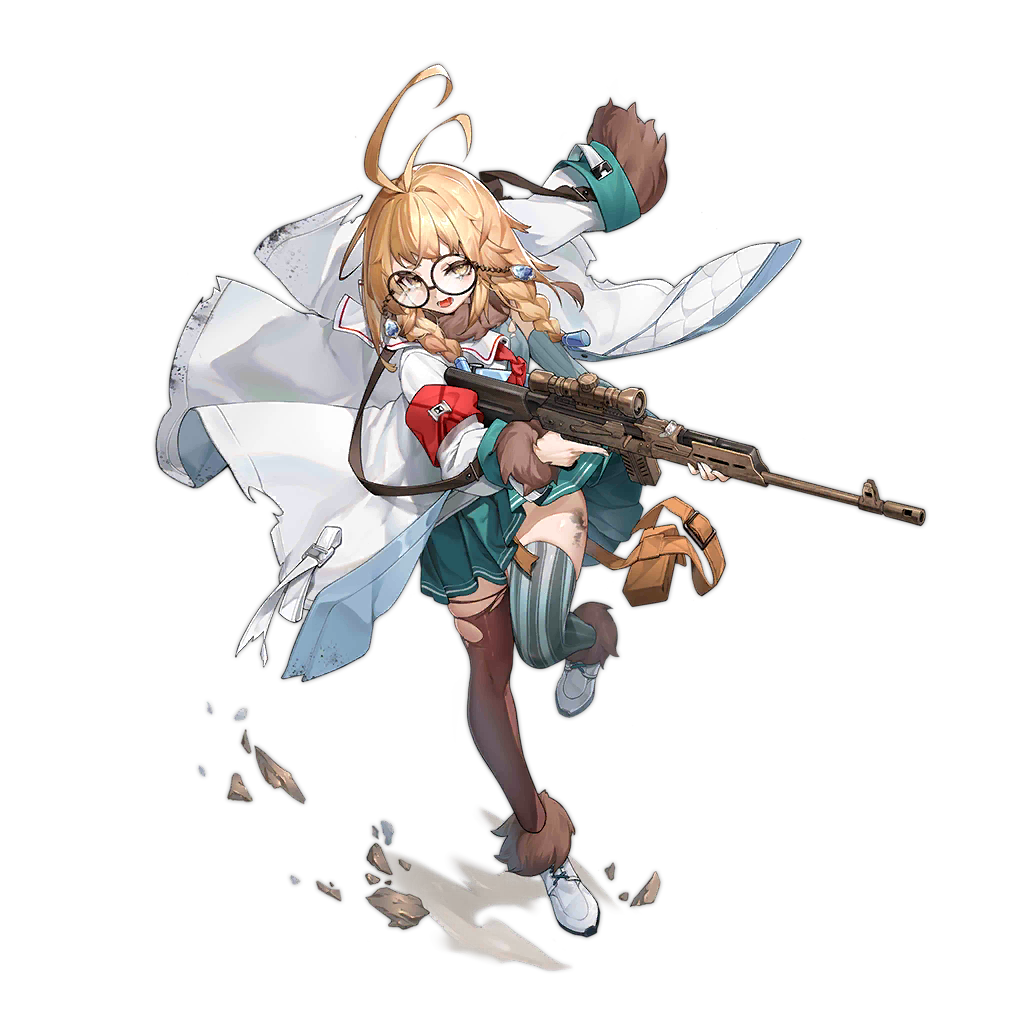 1girl antenna_hair armband artist_request asymmetrical_legwear black-framed_eyewear blonde_hair blue_gemstone boots braid brown_thighhighs debris full_body fur-trimmed_boots fur-trimmed_jacket fur_trim gem girls'_frontline glasses green_skirt green_thighhighs gun holding holding_gun holding_weapon jacket jewelry kalashnikov_rifle long_sleeves mismatched_legwear neckerchief official_art open_mouth pleated_skirt red_armband red_neckerchief rifle rock round_eyewear saiga_308_(girls'_frontline) saiga_semi-automatic_rifle scope scorch_mark simple_background skirt solo standing standing_on_one_leg striped striped_thighhighs thigh_pouch thighhighs third-party_source torn_clothes torn_jacket torn_thighhighs transparent_background trigger_discipline twin_braids vertical-striped_thighhighs vertical_stripes weapon white_footwear white_jacket yellow_eyes
