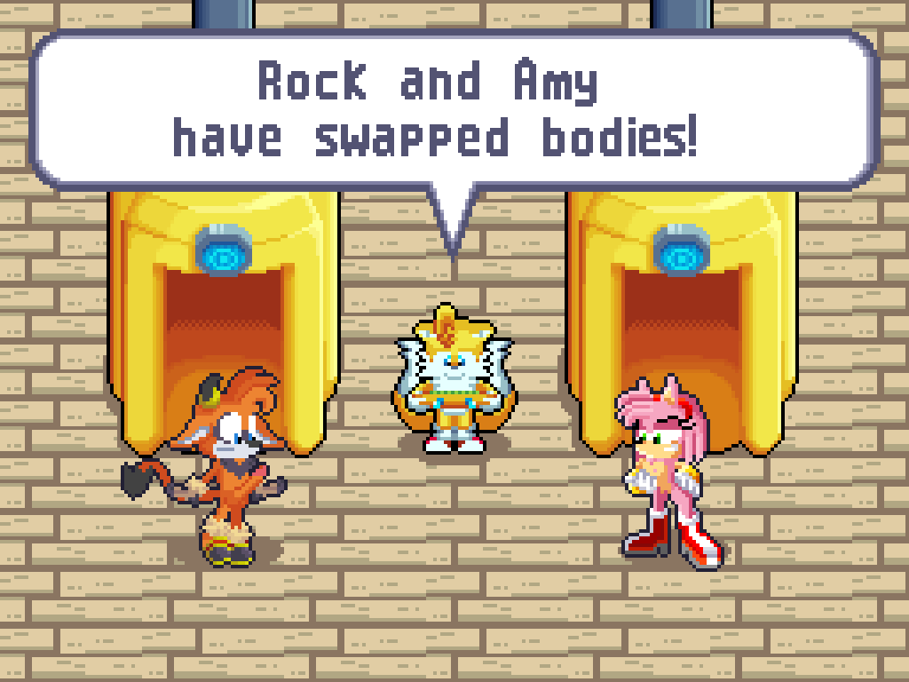 2d_animation amy_rose animated body_swap boots bouncing bouncing_ears bouncing_tail bovid bovine canid canine cattle clothing dabigchill digital_media_(artwork) dress duo eulipotyphlan fan_character female footwear fox hedgehog male male/female mammal miles_prower orange_body pink_body pixel_(artwork) pixel_animation red_boots red_clothing red_dress red_footwear rock_the_bull sega sonic_the_hedgehog_(series) tail tail_motion