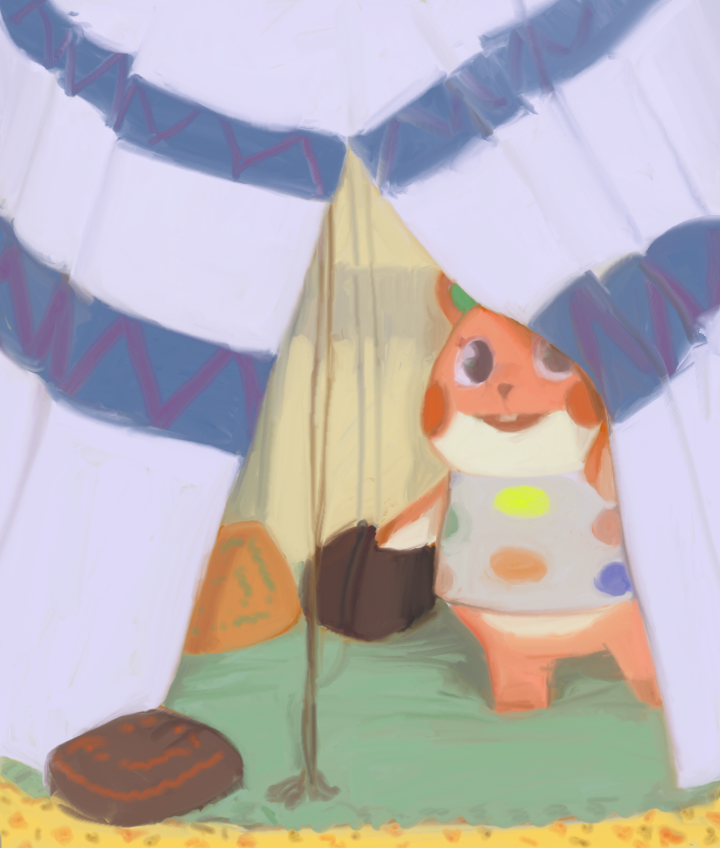 animal_crossing anthro apple_(animal_crossing) cricetid female hamster mammal nintendo qs75834_(artist) rodent solo tent